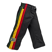 Authentic Brazilian Capoeira Martial Arts Pants - Unisex/Children's (Black, Jamaican, Reggae Themed)