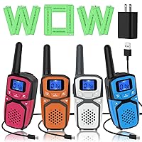 Utooby Kids Walkie Talkie Rechargeable，Easy to Use 3 Miles Long Range Walkie-Talkie with 12x1000mah AA Batteries and Charger, Thankgiving for Boys and Girls(Blue Red White Orange)