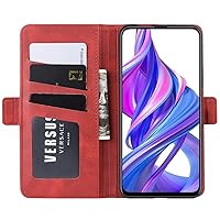for Honor 9X Wallet Case, Leather Book Flip Folio Shockproof Phone Case Cover with Kickstand, Card Holder and Magnetic Closure for Huawei Honor 9X 2019 - Red