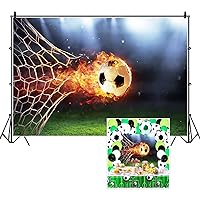 6x4ft Fiery Soccer Ball in Goal Backdrop Sports Game Party Sports Birthday Party Background Fire Football Green Glass Net Boys Children Adult Sports Club Portrait Photo Studio Props