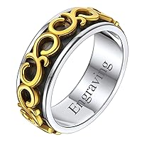 Silvora Women Spinner Band Ring Sterling Silver 7MM Celtic Cresent Moon Statement Rings for Men Stress Relieving Jewelry