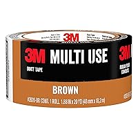 3M Multi-Use Colored Duct Tape, Brown with Strong Adhesive and Water-Resistant Backing, Multi-Surface 3M Duct Tape for Indoor and Outdoor Use, 1.88 Inches x 20 Yards, 1 Roll (3920-BR)