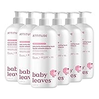 ATTITUDE Baby Dish Soap and Bottle Cleaner, EWG Verified Dishwashing Liquid, No Added Dyes or Fragrances, Tough on Milk Residue and Grease, Vegan, Unscented, 33.8 Fl Oz (Pack of 6)