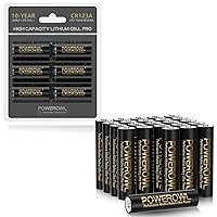 POWEROWL High Capacity Alkaline AAA Batteries 24 Pack with CR123A 3V Lithium Battery