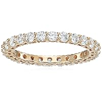 Platinum or Gold Plated Sterling Silver All-Around Band Ring set with Round Infinite Elements Cubic Zirconia (previously Amazon Collection)