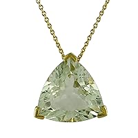 Carillon Green Amethyst Natural Gemstone Trillion Shape Pendant 10K, 14K, 18K Yellow Gold Party Jewelry