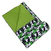 Wildkin Kids Sleeping Bags for Boys and Girls, Measures 57 x 30 x 1.5 Inches, Cotton Blend Materials Sleeping Bag for Kids, Ideal Size for Parties, Camping & Overnight Travel (Green Camo)
