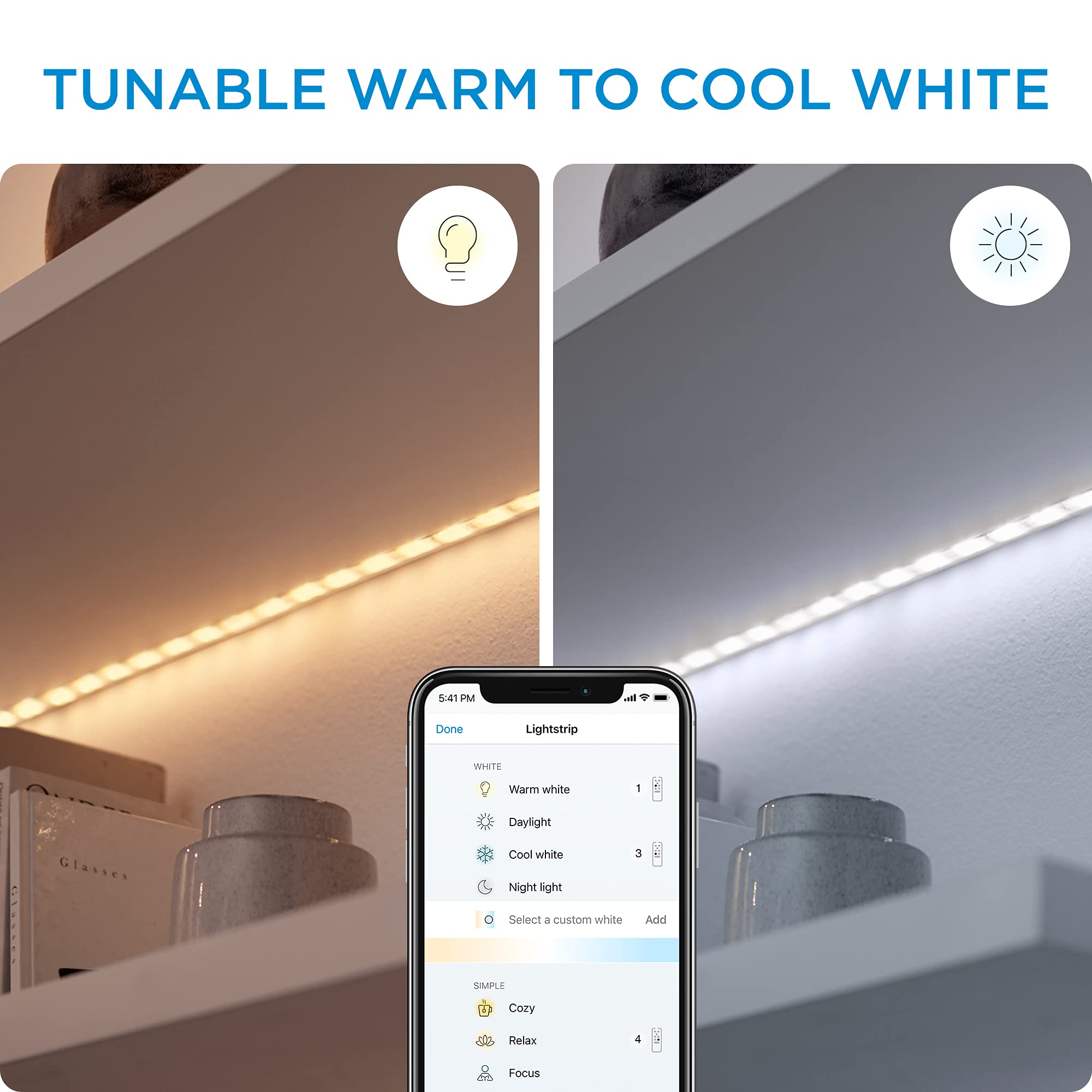 WiZ Full Color and Warm White Wi-Fi LED Light Strip 2M+2M with plug, Smart Control With Wiz App, Compatible with Alexa, Google Assistant, Siri Shortcuts, and Matter, Connects To Wi-Fi, No Hub Required