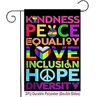Pride Garden Flag Kindness Peace Equality Love Inclusion Hope Diversity Flag Gay Pride Rainbow Flag Lesbian Flag LGBTQ Flag 12 x18 inch Double Sided Outdoor Yard Sign Decorations
