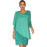 YiZYiF Women's Plus Size Chiffon Overlay Bodycon Dresses Chiffon Cape Party Dress for Mother of The Bride