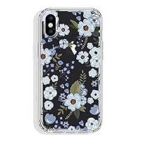 for iPhone X and iPhone Xs Case, 5.8 Inch Clear with Floral Design, Cute Protective Slim TPU Bumper + Shockproof Non Yellowing Back Cover for Women and Girls (Flowers/Blue)