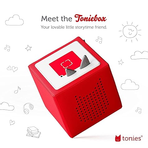 Toniebox Audio Player Starter Set with Playtime Puppy - Listen, Learn, and Play with One Huggable Little Box - Red