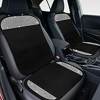 2 Pair Bling Car Seat Covers for Women Girls Rubber Black Front Seat Cover with Crystal Diamond Rhinestone Breathable Car Seat Protectors Fit Most Cars (White)