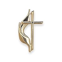 Jewelryweb - Solid 10K Yellow Gold Large Methodist Cross Lapel Pin for Men - 10x19mm - Business Gift for Men - Religious Gift for Men