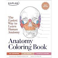 Anatomy Coloring Book with 450+ Realistic Medical Illustrations with Quizzes for Each + 96 Perforated Flashcards of Muscle Origin, Insertion, Action, and Innervation (Kaplan Test Prep)