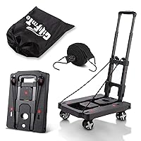 Folding Hand Truck, Lightweight Hand Truck Dolly Foldable,Luggage cart with 4 Rotate Wheels, Utility Cart with Adjustable Handle,Collapsible Dolly for Moving Travel Shopping Airport Office