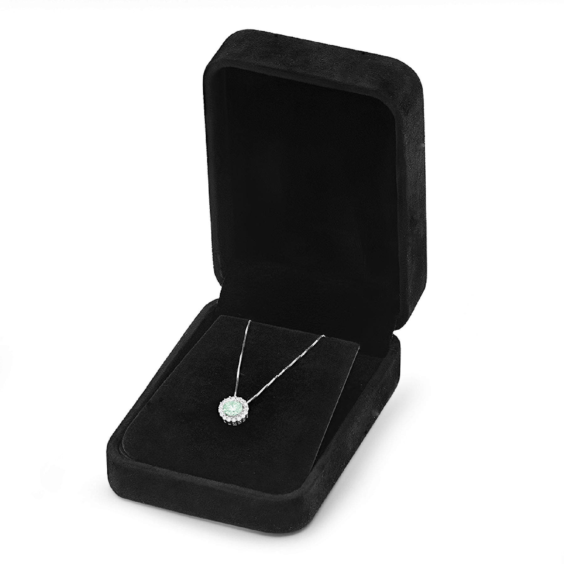 Clara Pucci 1.30 ct Brilliant Round Cut Pave Halo Stunning Genuine Flawless Green Simulated Diamond Gemstone Solitaire Pendant Necklace With 16