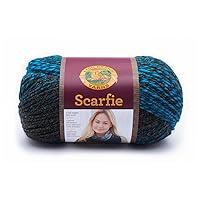 Lion Brand Yarn 826-209 Scarfie Yarn, One Size, Charcoal/Aqua
