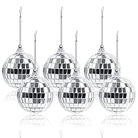 Rocutus 6 Pack Mirror Disco Balls,Silver Hanging Party Disco Ball for Party or DJ Light Effect, Home Decorations, Stage Props, Game Accessories (2.4 Inch)