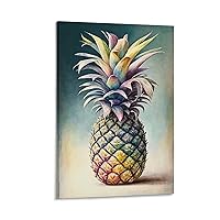 Kitchen Fruit Wall Decorative Art - Pineapple Portrait Painting Poster - Home Wall Canvas Painting D Canvas Painting Wall Art Poster for Bedroom Living Room Decor 16x24inch(40x60cm) Frame-style