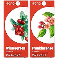 Wintergreen Oil for Pain & Frankincense Oil for Skin Set - 100% Pure Therapeutic Grade Essential Oils Set - 2x1 fl oz - H'ana