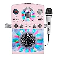 Singing Machine Portable Karaoke Machine for Adults & Kids with Wired Microphone, Rose Gold/Frosted Pink - Built-In Karaoke Speaker, Bluetooth with LED Disco Lights - Karaoke System with CD+G & USB