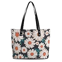 Womens Handbag Daisy Flower Leather Tote Bag Top Handle Satchel Bags For Lady