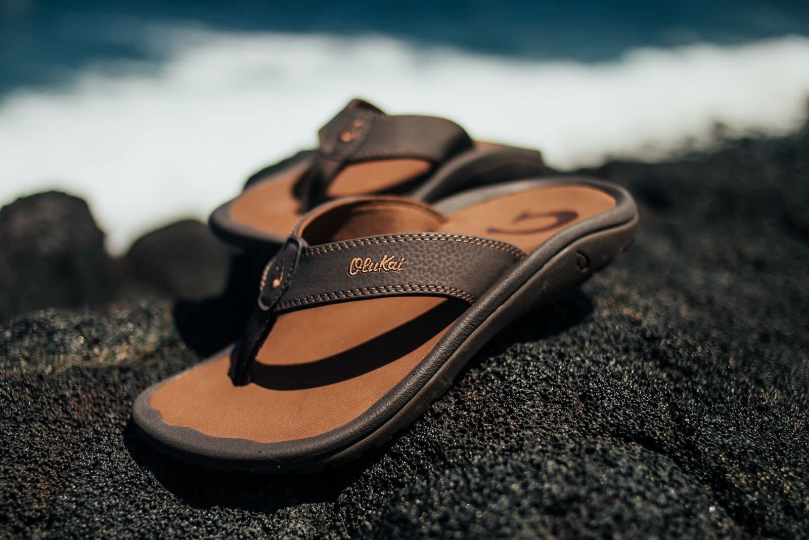 OluKai Ohana Men's Beach Sandals, Quick-Dry Flip-Flop Slides, Water Resistant & Lightweight, Compression Molded Footbed & Ultra-Soft Comfort Fit