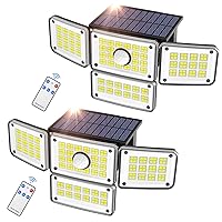 Outdoor Solar Lights for Outside, 224 LED 3000LM Motion Sensor Outdoor Lights Waterproof IP65, 4 Heads Solar Powered Flood Security Light with Remote Control & 3 Mode for House Yard 2 Pack