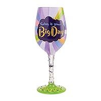 Enesco Designs by Lolita Today is Your Big Day Artisan Hand-Painted Wine Glass, 15 Ounce, Multicolor