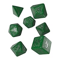 Q WORKSHOP Pathfinder Kingmaker Rpg Ornamented Dice Set 7 Polyhedral Pieces Green, Standard (15mm - 17mm)