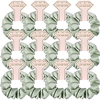 New Smooth linen Satin Bridesmaid Scrunchies 12 pack Proposal Gifts Elastics Hair Ties Scrunchies Bachelorette Party Favors Satin Bridesmaid Gift for Bridal Wedding Parties guests (Sage green)