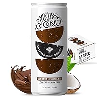 Once Upon a Coconut Chocolate Coconut Water - 100% Pure Organic No Sugar Added - Low-Calorie, All-Natural Drink with Electrolytes - Non-GMO, Gluten-Free - Pack of 12 Cans (each 10.8 fl oz)