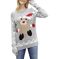 Pink Queen Women's Ugly Christmas Xmas Pullover Sweater Jumper Squirrel L