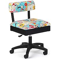Arrow Sewing H6880 Adjustable Height Hydraulic Sewing and Craft Chair with Under Seat Storage and Printed Fabric, SEW Now SEW Wow Print