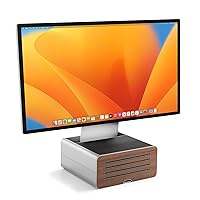Twelve South HiRise Pro for iMac/Displays/Monitors Height-Adjustable Stand w/Storage, Reversible Front + Leather Inlay (Silver)