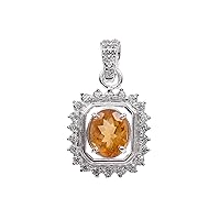 Oval Shape Natural Citrine And CZ Zircon Pendant Necklace With Chain For Women And Girls