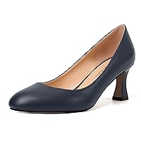 SKYSTERRY Womens Wedding Solid Patent Round Toe Slip On Dress Spool Mid Heel Pumps Shoes 2.5 Inch