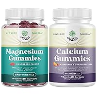Bundle of Potent Magnesium Citrate Gummies and High Absorption Calcium Gummies for Women - Tasty Non GMO Vegan Gummy Vitamin Supplement - Vitamin D Supplement for Bone and Immune Support