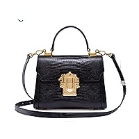 Designer Serpentine Lock Handbag Split Leather 2021 Women Shoulder Bag Bolsa Crossbody Black