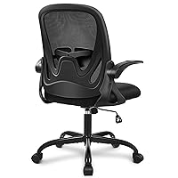 Primy Office Chair Ergonomic Desk Chair with Flip up Armrests Swivel Breathable Desk Mesh Computer Chair with Adjustable Lumbar Support and Height for Conference Room (Black)
