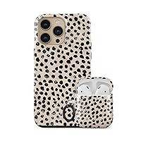 BURGA Bundle of iPhone 14 Pro Phone Case and Airpods 2&1 Case Almond Latte Pattern – Cute, Stylish, Fashion, Luxury, Durable, Protective, for Women and Girls