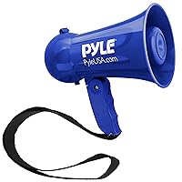 Pyle Portable Battery Operated Megaphone - Mega Horn Loudspeaker with Built-in Siren and Dynamic Microphone - Ideal for Cheering at Football Games, Mini Bullhorn for Kids and Adults,Navy Blue