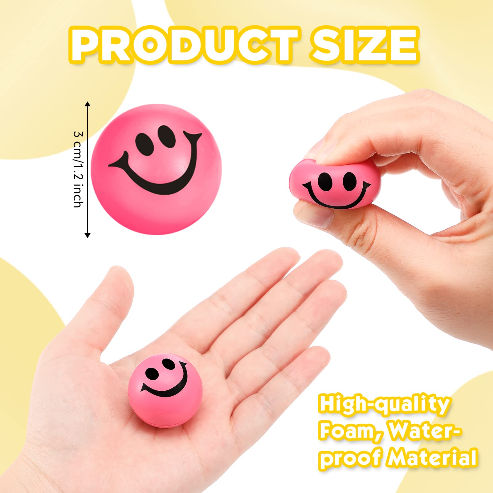 Skylety 100 Pieces Mini Stress Balls for Adults Soft Foam Funny Face Small Colored Be Happy Smile Ball 1.2 Inch Relief Balls(Assorted Colors) (SE-Skylety-465844)