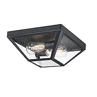 Westinghouse Lighting 6114300 Wyndham 12 Inch Transitional Two-Light Outdoor Flush Mount Ceiling Light, Textured Black Finish, Clear Seeded Glass