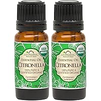 Citronella Essential Oil, USDA Certified, 100% Pure, 10 ml Pack of 2, Improved caps and droppers – Used for Skin Care, Many DIY Projects Like Candle Making and Much More