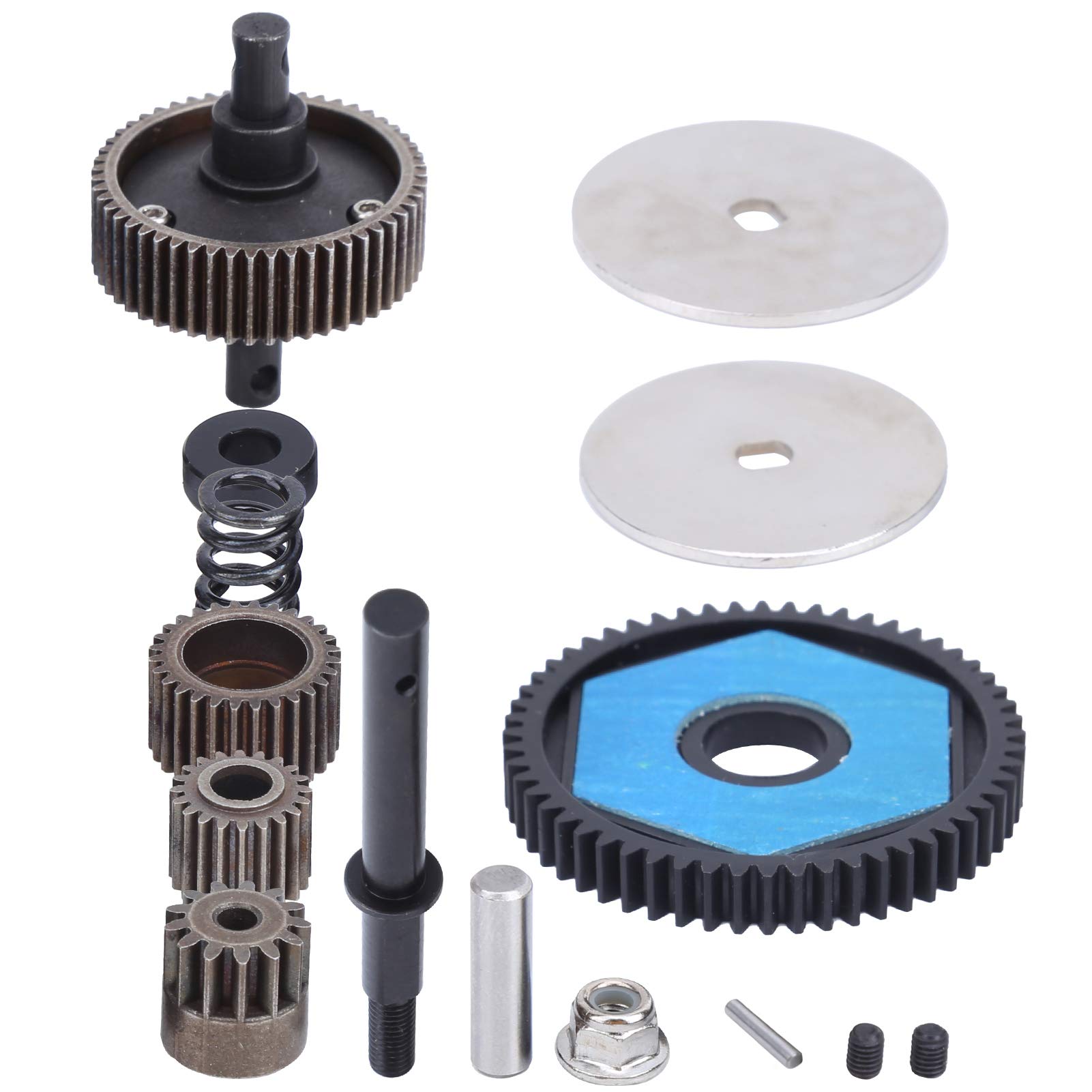 RC Car Transmission Gears with Motor Gear for Axial SCX10/SCX10 II 90046 90047, High Strength Steel Transmission Gears