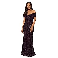 Xscape womens Off the Shoulder Sweetheart Neckline Long Lace Dress (Standard & Petite) Special Occasion Dress