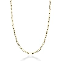 Miabella Italian Solid 18K Gold Over Sterling Silver 3mm Paperclip Link Chain Necklace for Women Men, 925 Made in Italy
