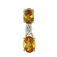 Carillon Citrine Natural Gemstone Oval Shape Pendant 10K, 14K, 18K Yellow Gold Uniqe Jewelry